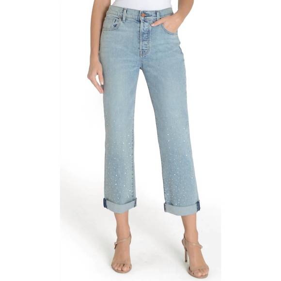 NEW FIDELITY cali with crystals jean in vintage blue